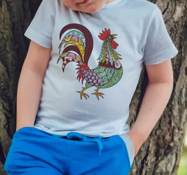 T-shirt crianças com estampa de galo colorido - TenStickers