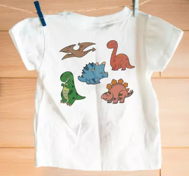 T-shirt crianças com ilustrações de dinossauros fofos - TenStickers