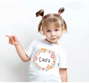 T-shirt crianças design floral encantador com nome - TenStickers