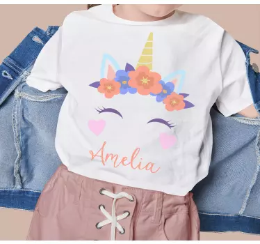 T-shirt crianças encanto floral de unicórnio - TenStickers