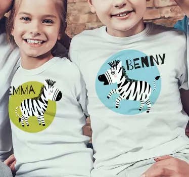 T-shirt crianças personagens de zebra fofos - TenStickers