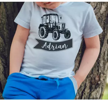 T-shirt crianças trator nome personalizado - TenStickers