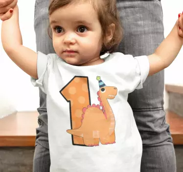 T-shirt de aniversário do bebé dinossauro  - TenStickers