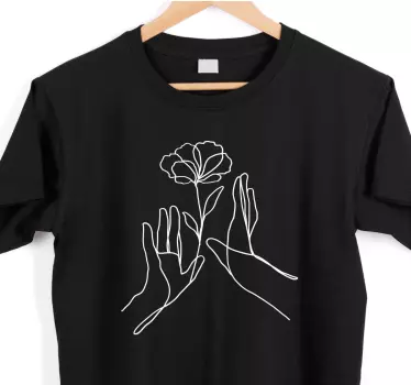 T-shirt de arte com linha de flores à mão - TenStickers