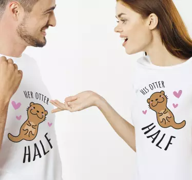 T-shirt de casais amor de lontras - TenStickers