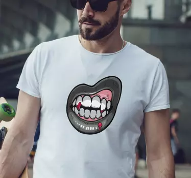 T-shirt de casais com gráfico de lábios ousados - TenStickers