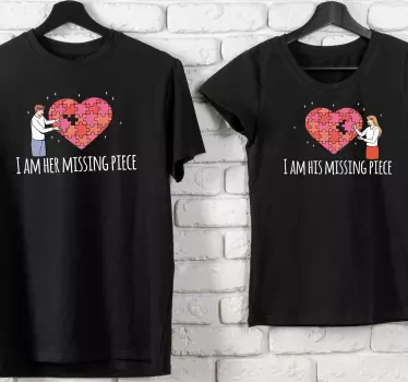 T-shirt de casais conexão de coração em quebra-cabeça - TenStickers