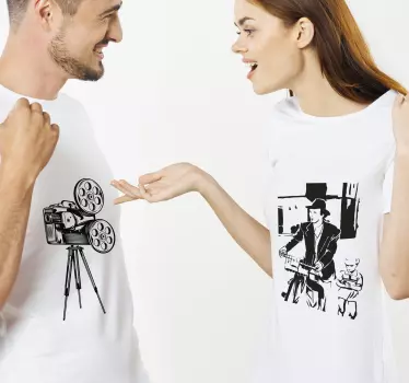 T-shirt de casais conversa de amantes de cinema - TenStickers