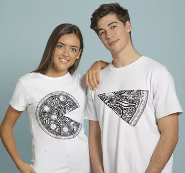T-shirt de casais estilo divertido de pizza - TenStickers