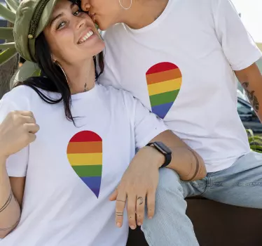 T-shirt de casais formato de coração amoroso - TenStickers