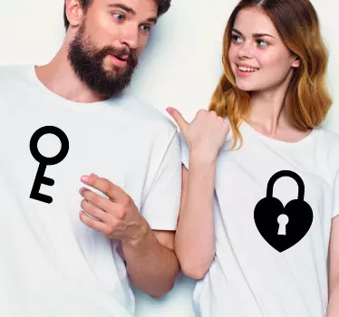 T-shirt de casais tema chave e fechadura - TenStickers