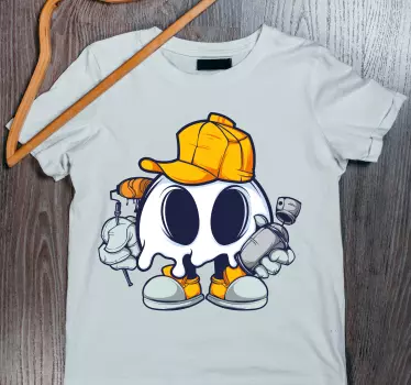 T-shirt de desenho animado de caveira para crianças com grafite - TenStickers