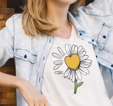 T-shirt de flores Coração de margarida - TenStickers