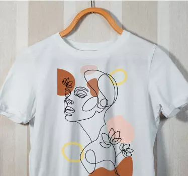 T-shirt de uma linha com arte abstrata de rosto - TenStickers