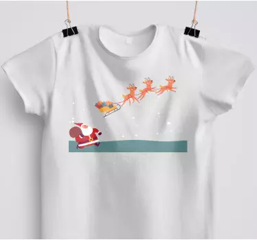 T-shirt natal diversão de trenó de papai noel - TenStickers