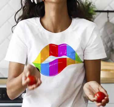 T-shirt estampa colorida de lábios - TenStickers