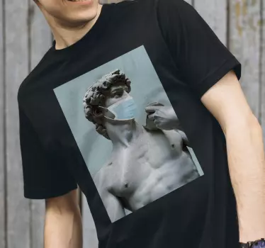 T-shirt estátua usando máscara - TenStickers