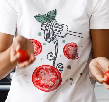 T-shirt garfo de macarrão com tomates - TenStickers