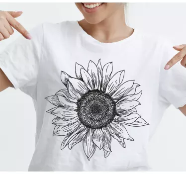 t-shirt girassol preta - TenStickers