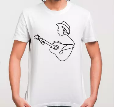 T-shirt guitarrista de linha contínua - TenStickers