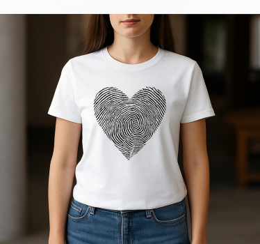 T-shirt impressão digital de coração personalizada - TenStickers