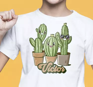 T-shirt infantil família de cacto com nome - TenStickers