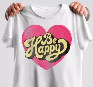 T-shirt mensagem de felicidade do coração - TenStickers