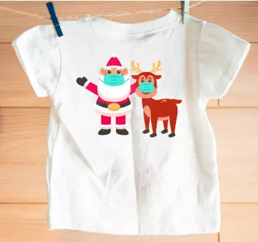 T-shirt pais e filhos dupla festiva de renas do papai noel - TenStickers
