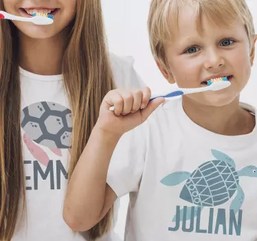 T-shirt para irmãos tartarugas cores suaves - TenStickers