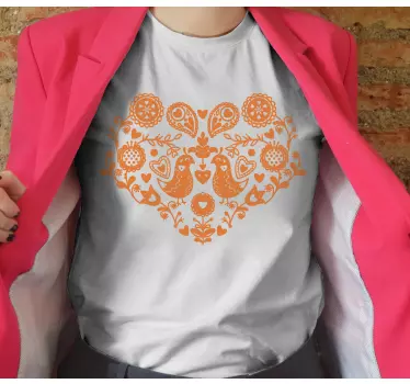 T-shirt pássaros com padrão de coração - TenStickers