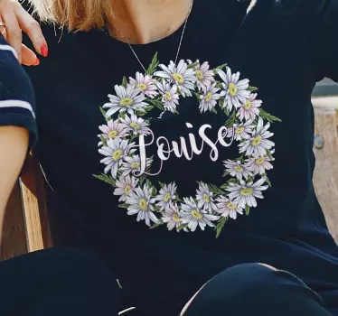T-shirt floral coroa de flores com nome - TenStickers
