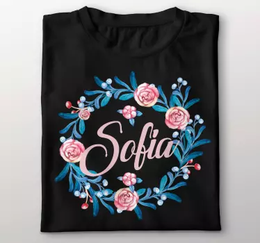 T-shirt personalizável com design de nome floral - TenStickers