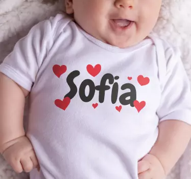 T-shirt para personalizar nome com corações - TenStickers