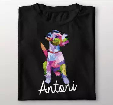 T-shirt retrato colorido de cão - TenStickers