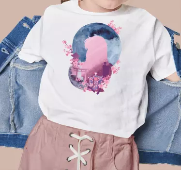 T-shirt silhueta de flor de cerejeira ao luar - TenStickers