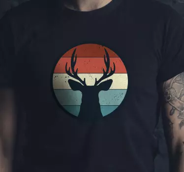 T-shirt silhueta de veado retrô - TenStickers