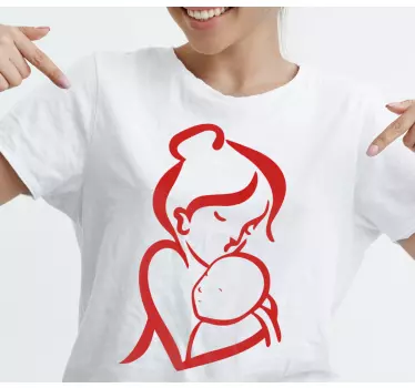 T-shirt simples com contorno vermelho para o dia das mães - TenStickers
