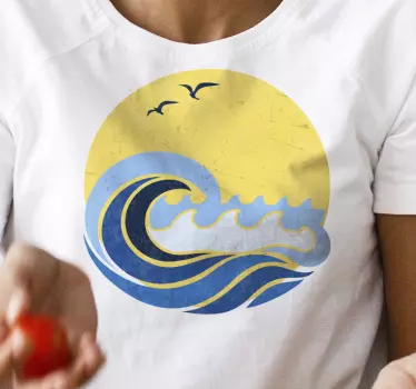 T-shirt sol e onda de praia - TenStickers