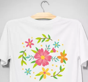 T-shirtde mãe e filha com moldura floral primavera - TenStickers