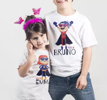 t-shirts infantis super irmão e irmã - TenStickers