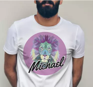 t-shirtsroxas do leão com o nome de animais geométricos - TenStickers