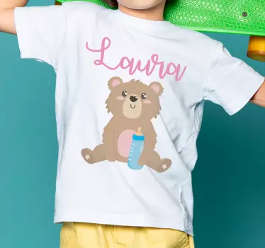 Urso fofo para menina com t-shirt de bebê com nome - TenStickers
