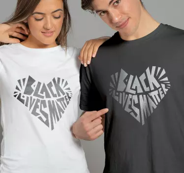 Vidas negras importam coração combinando camisas para casais - TenStickers
