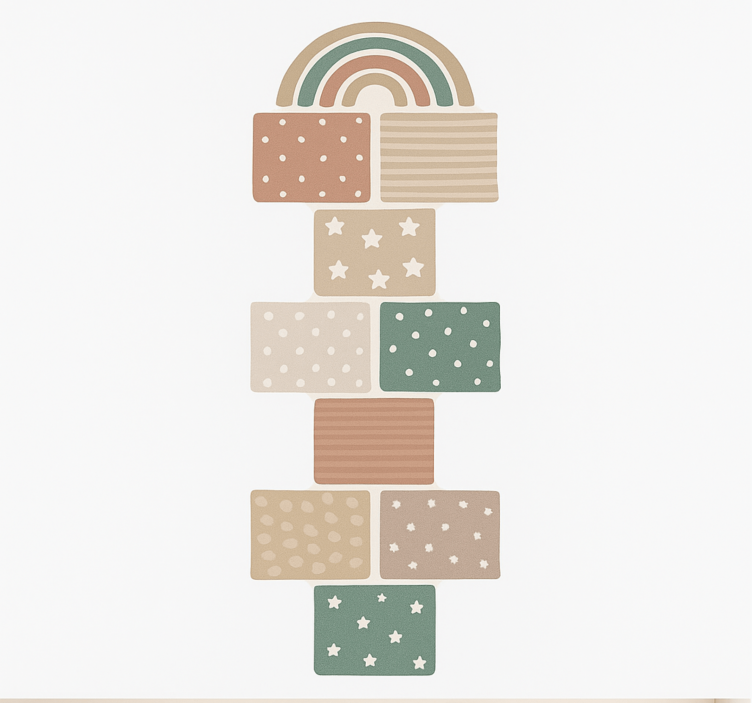 Tapete em vinil infantil jogo de amarelinha bege - TenStickers