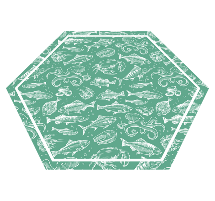 Esboço peixe mão desenhar animal tapete de vinil - TenStickers