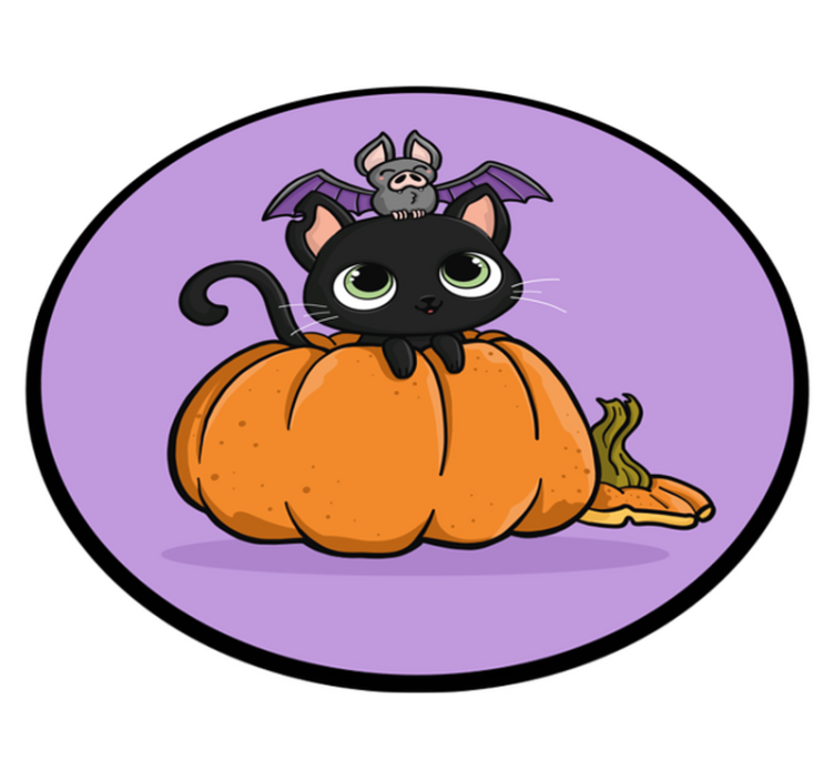 Tapete vinílico halloween gato morcego do dia das bruxas - TenStickers