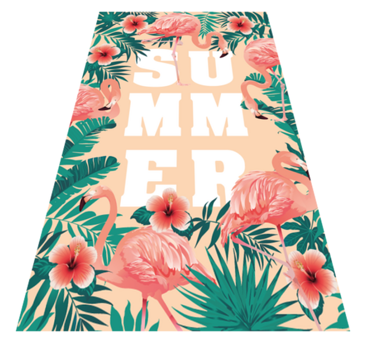 Tapete de flores de flamingos com texto de verão - TenStickers