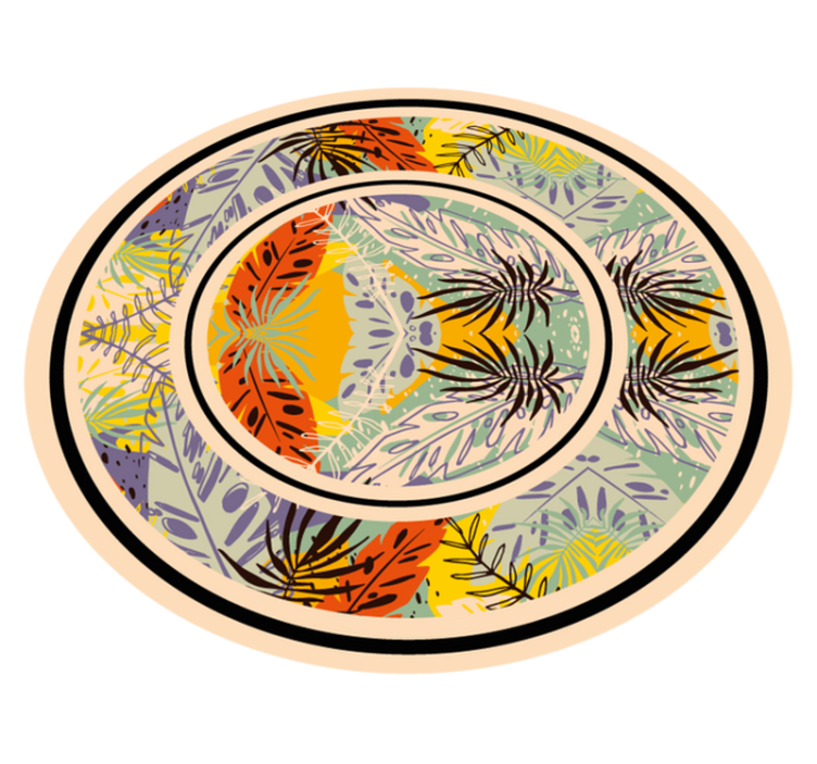 Tapete vinílico flores e plantas motivo circular botânico - TenStickers