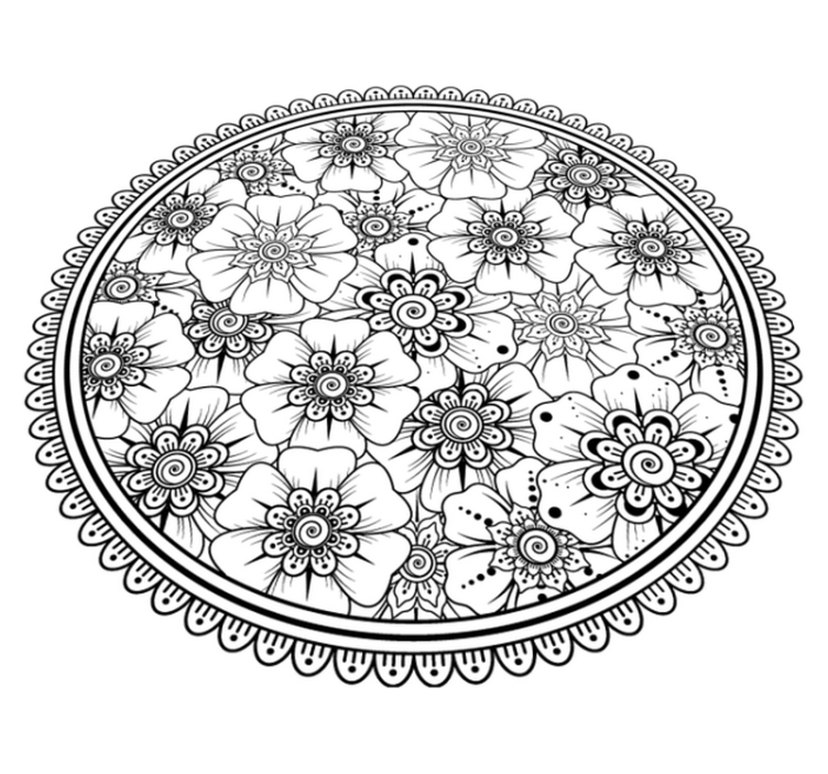Tapete círculo preto mandala - TenStickers
