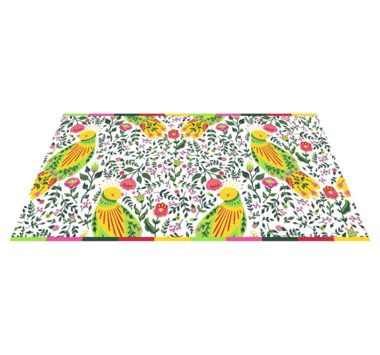 Tapete vinílico flores e plantas padrão floral de papagaio - TenStickers